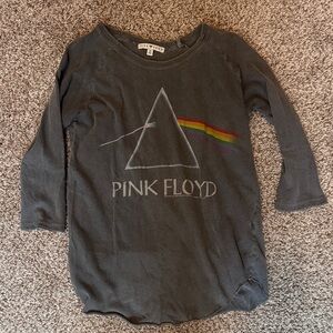 Junk Food Clothing Charcoal Pink Floyd Long Sleeve Tee with Rainbow Prism